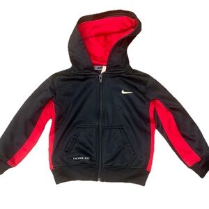 Nike Kids Black & Red Therma-Fit Hoodie Zip up